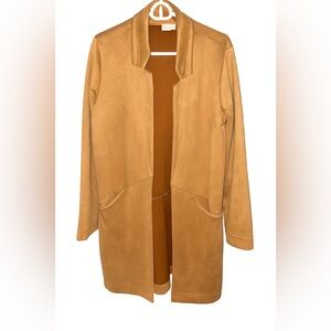 Vine & Thread Women's Tan Suede Open Front Jacket